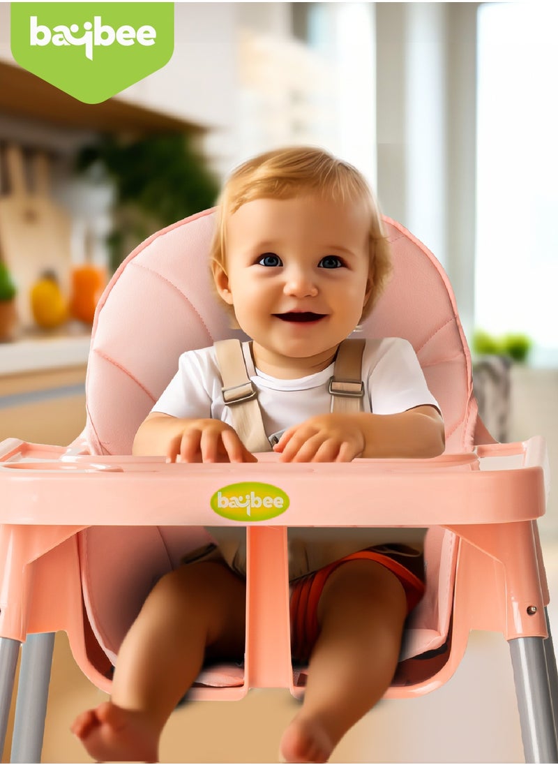 2 in 1 Clento Baby High Chair for Kids, Baby Feeding Dining Chair with 2 Height Adjustable, Footrest, Tray, Stand, 3 Point Safety Belt | Kids High Chair for Baby 6 Months to 3 Years Boy Girl Pink