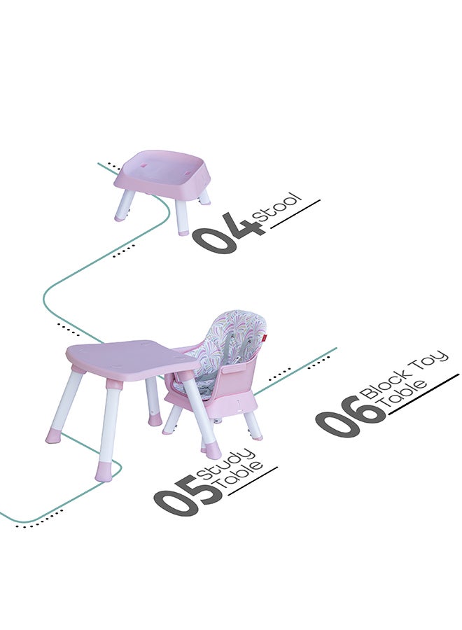 6-In-1 Baby High Chair - Pink