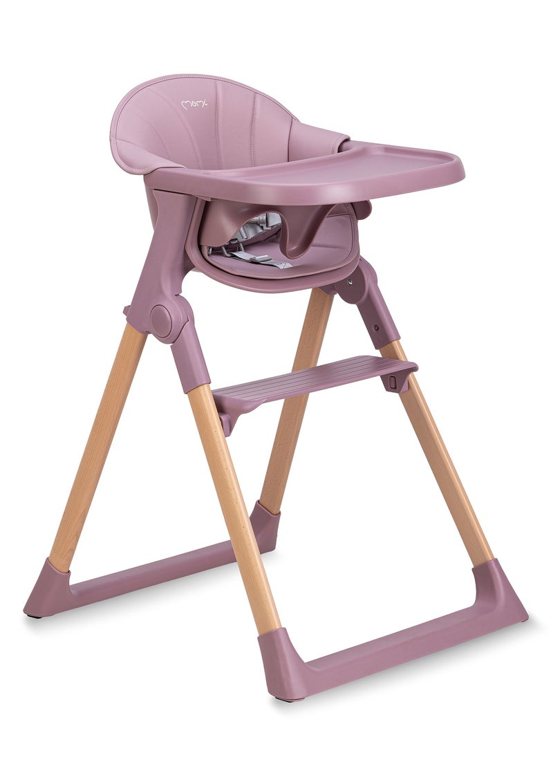 KALA Comfortable Baby Feeding High Chair with Adjustable Tray, Foldable High Chair with Safety Belts for Babies Toddler 6-36 Month of Age - Pink