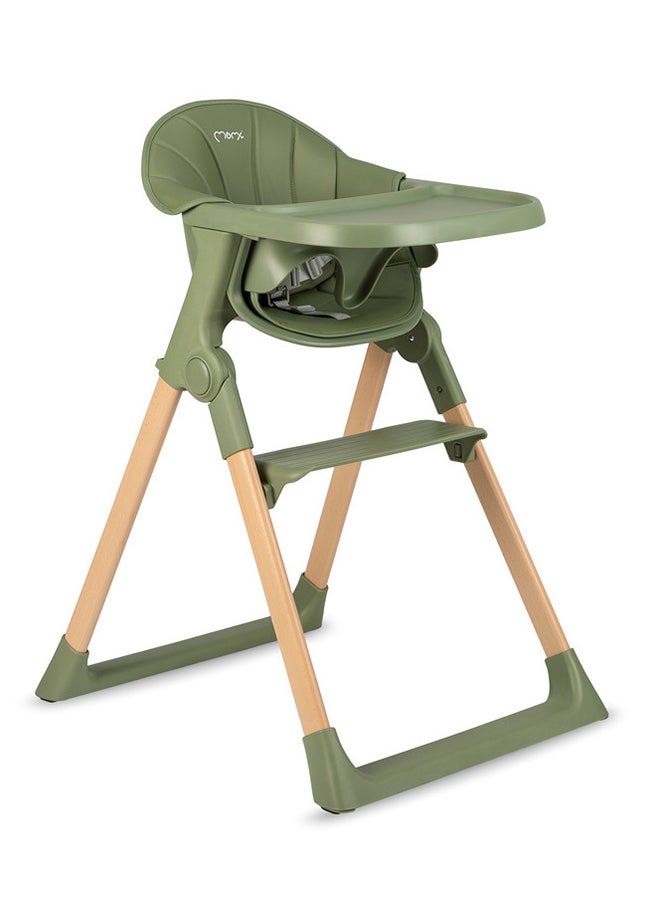 KALA Comfortable Baby Feeding High Chair with Adjustable Tray, Foldable High Chair with Safety Belts for Babies Toddler 6-36 Month of Age - Green