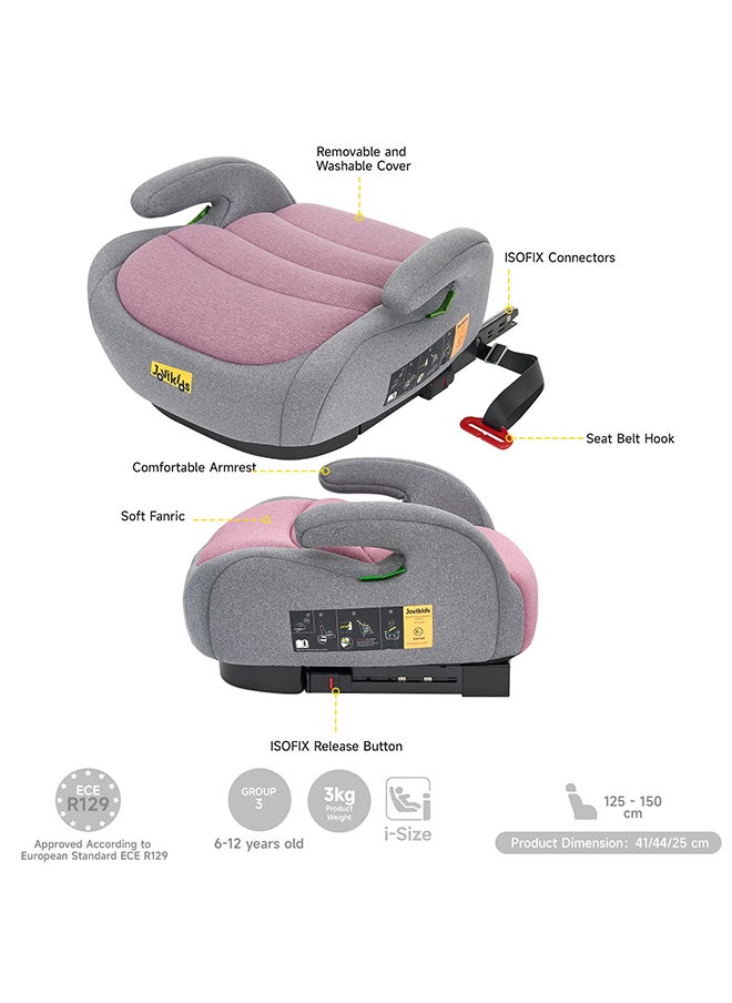 Ohho I-Size Booster Seat For Car With ISOFIX, 125-150cm (Group 2/3, 6-12 Years), ECE R129