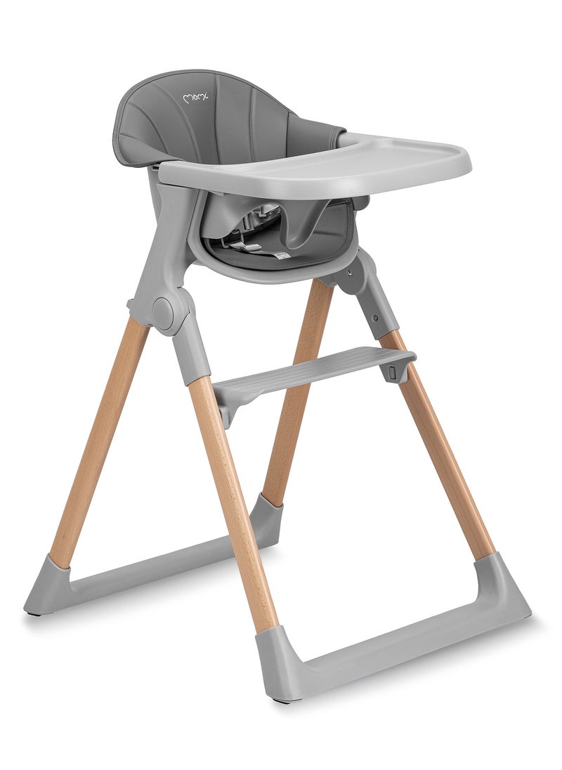 KALA Comfortable Baby High Chair with Adjustable Feeding Tray, Foldable High Chair with Safety Belts for Babies Toddler 6-36 Months of Age - Grey