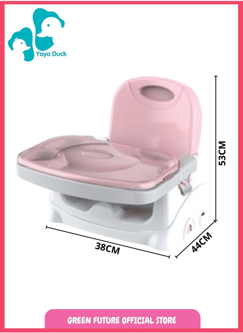 Baby Feeding Chair | 3-in-1 Baby Dining Chair | Portable Toddler Booster Seat with Tray, Stand, Safety Belt, and Musical Piano | For 6 Months to 3 Years - Pink