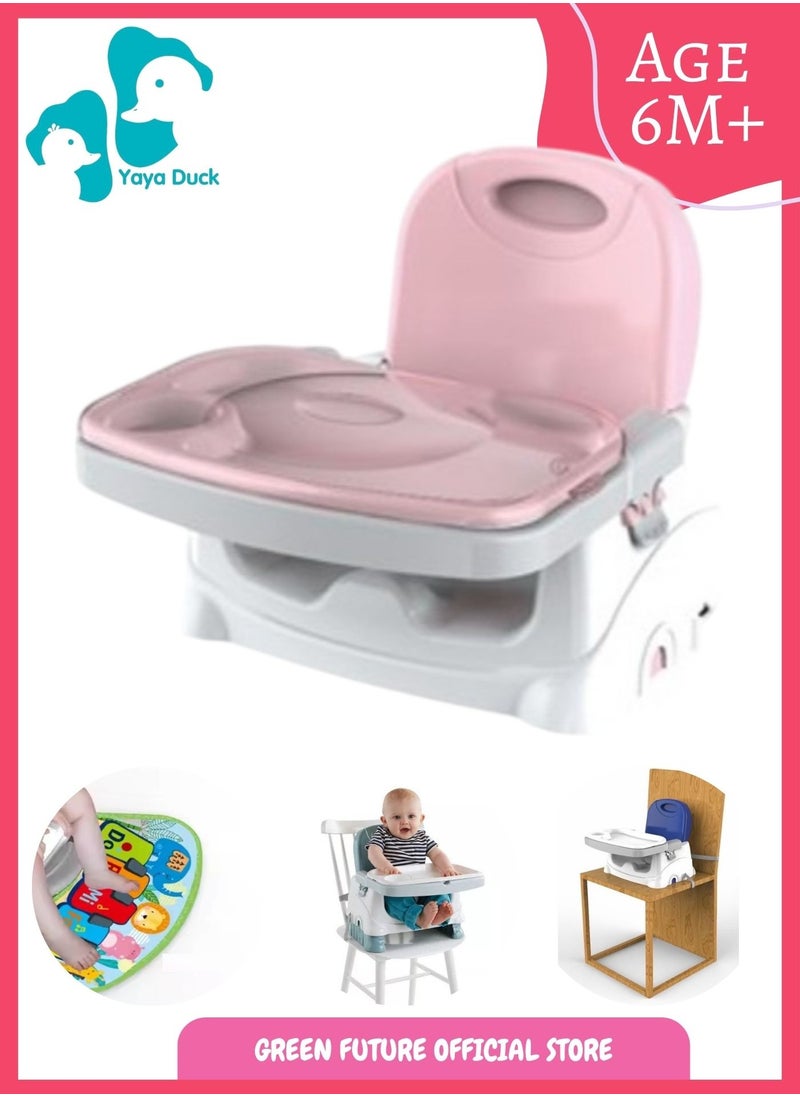 Baby Feeding Chair | 3-in-1 Baby Dining Chair | Portable Toddler Booster Seat with Tray, Stand, Safety Belt, and Musical Piano | For 6 Months to 3 Years - Pink