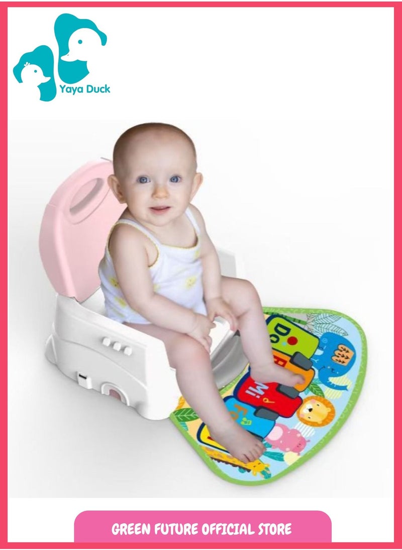 Baby Feeding Chair | 3-in-1 Baby Dining Chair | Portable Toddler Booster Seat with Tray, Stand, Safety Belt, and Musical Piano | For 6 Months to 3 Years - Pink