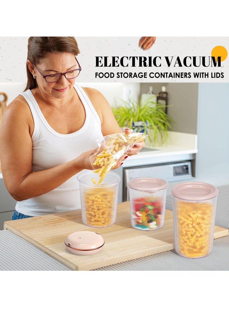 Vacuum Seal Containers for Food Storage, BPA-Free, Leak Proof & Moisture Proof, Vacuum Sealer Machine Kit, Keeps Food Fresh Up to 5 Times Longer, Premium Airtight Containers, Set of 3