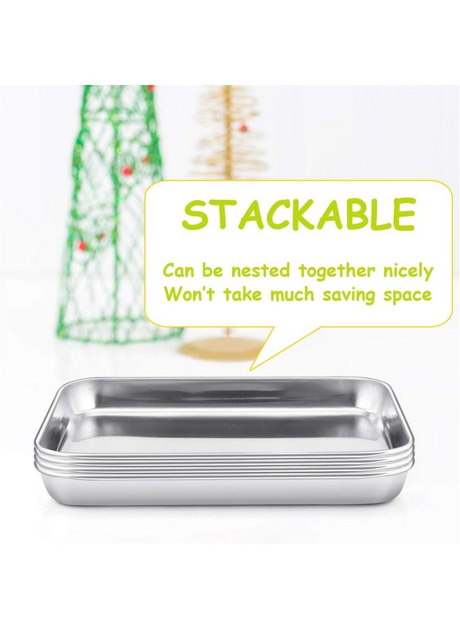 E-far Stainless Steel Kids Plates, 4 Pieces Small Metal Dinner Dish Set for Kids Toddler Child, 9.4” x 7.3” x 1”, Non-Toxic & Dishwasher Safe, Great for Self-Feeding/Picnic/Outdoor Camping