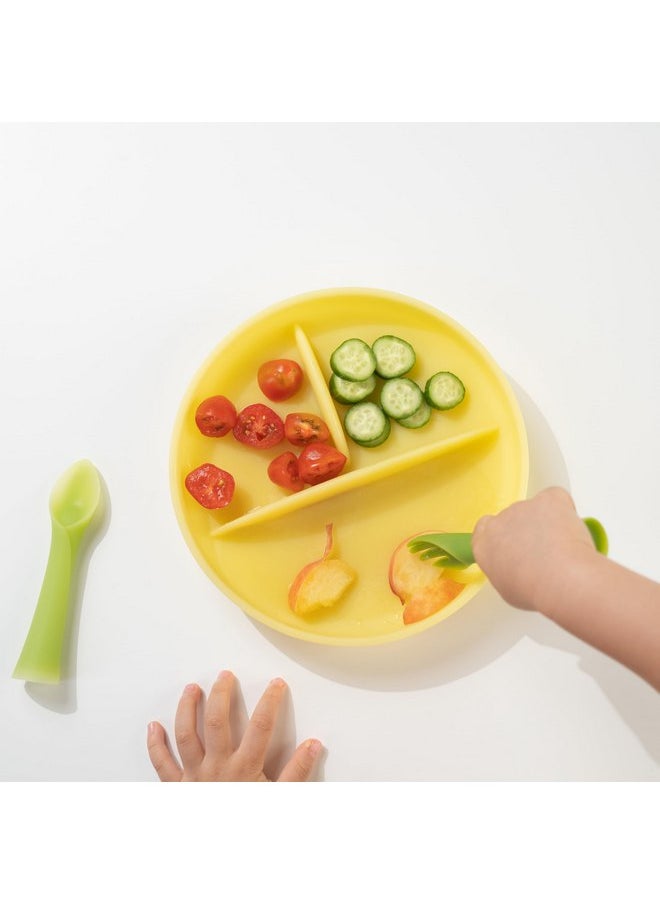 Olababy 100% Silicone Suction Plate | Toddler Plates with Suction | Divided Plates for Kids | Self Feeding Baby Essentials | Baby Registry Must Haves | Microwave Dinner Plates (Blueberry)