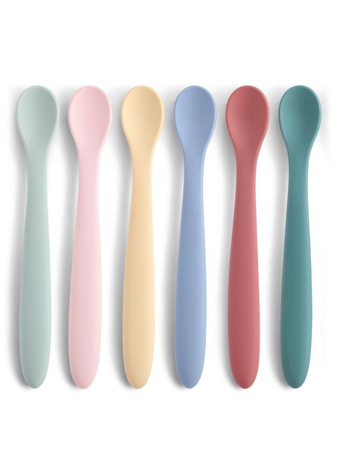 Baby Spoons,6 PCS Silicone Baby Feeding Spoons,Training Spoon,Soft Tip Feeding Baby Utensils for First Stage Baby and Infant,Dishwasher and Boil Safe
