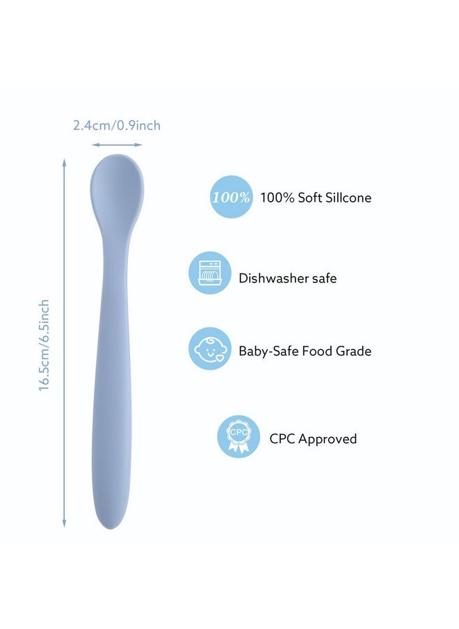 Baby Spoons,6 PCS Silicone Baby Feeding Spoons,Training Spoon,Soft Tip Feeding Baby Utensils for First Stage Baby and Infant,Dishwasher and Boil Safe