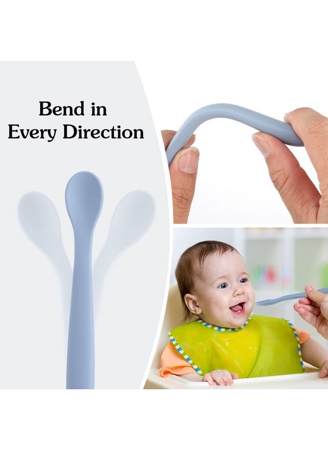 Baby Spoons,6 PCS Silicone Baby Feeding Spoons,Training Spoon,Soft Tip Feeding Baby Utensils for First Stage Baby and Infant,Dishwasher and Boil Safe