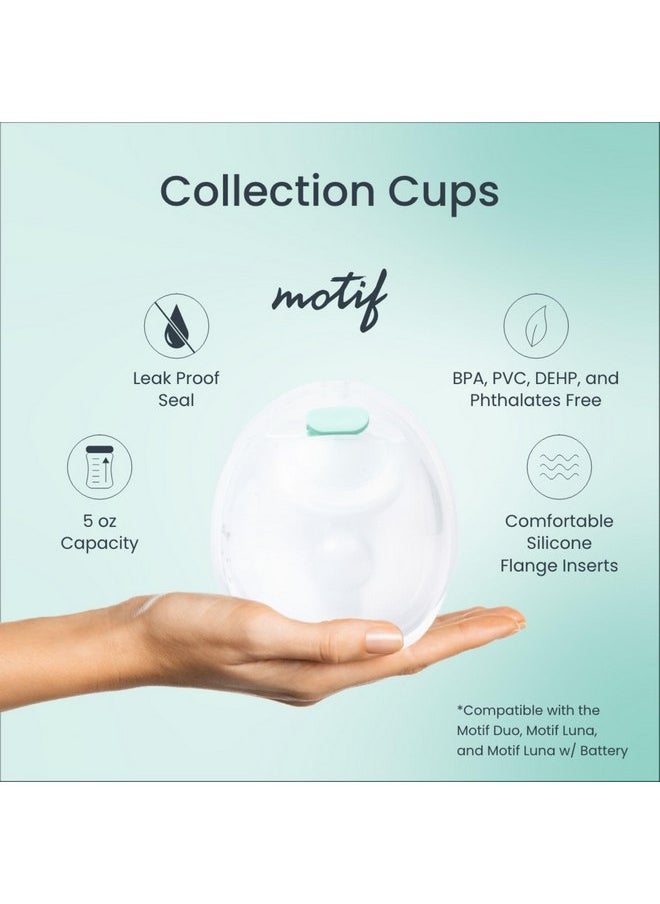 Motif Medical Breast Milk Collection Cups - Wearable, Discreet & Comfortable - Leak-Proof 5 oz Cups with Tubing Included - Works with Luna and Duo Breast Pumps