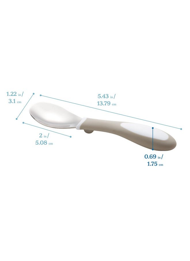 ECR4Kids My First Meal Pal Stainless Steel Spoons, Toddler Silverware, White, Light Grey, 3-Pack