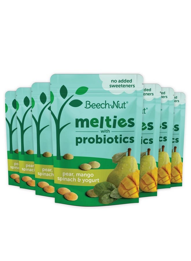 Beech-Nut Probiotic Melties Baby & Toddler Snack Melts, Pear Mango Spinach Yogurt, 1 oz (7 Pack)