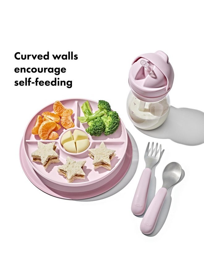 OXO Tot Stick and Stay Suction Divided Plate - Blossom