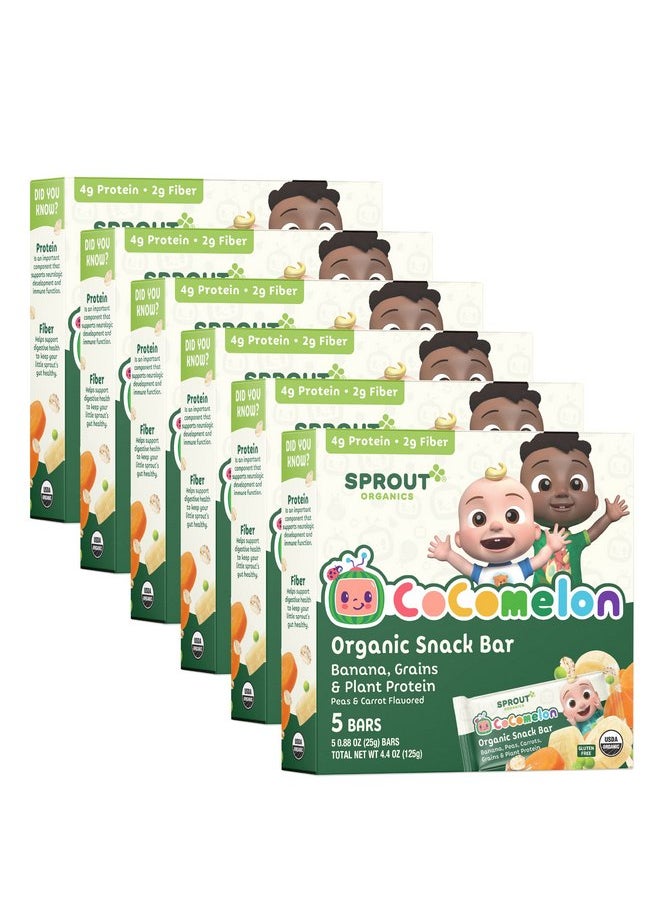 CoComelon Sprout Organic Baby Food, Toddler Snacks, Bananas, Peas and Carrots Snack Bar (6 pack)