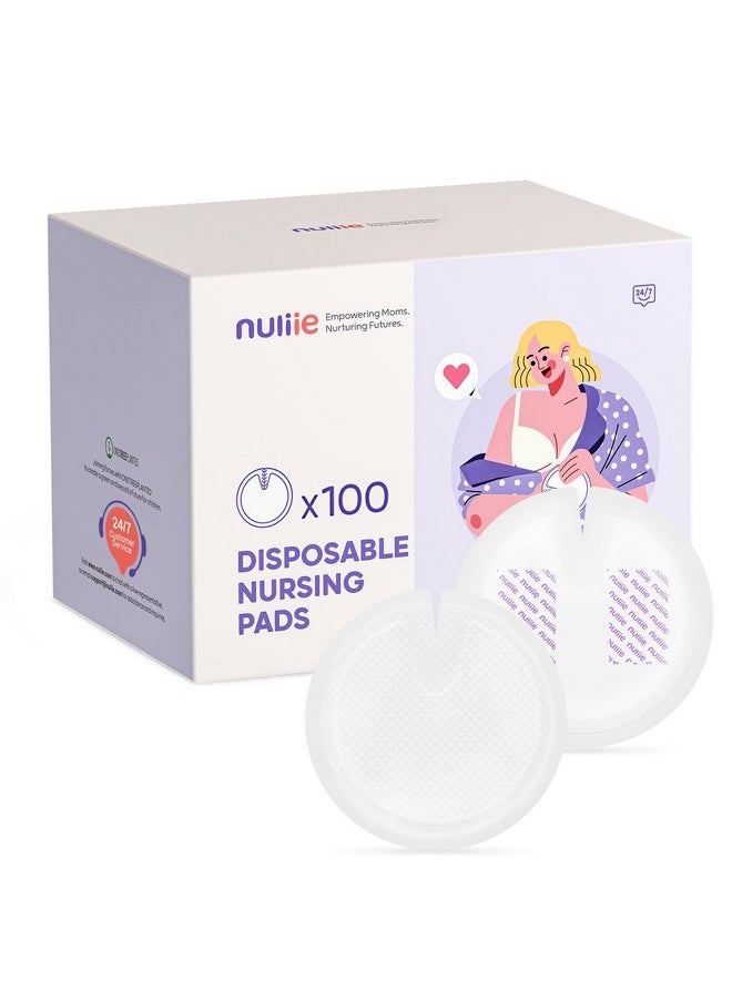 Nuliie Super Absorbent & Featherlight Disposable Nursing Pads 100 Count, Stay Dry, Soft & Breathable Breast Pads for Leaking Milk, Leakproof, Individually Packaged Breastfeeding Essentials for Moms