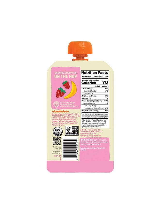 Pumpkin Tree Peter Rabbit Organics Strawberry and Banana Pure Fruit Snack, 4 Ounce (Pack of 10)