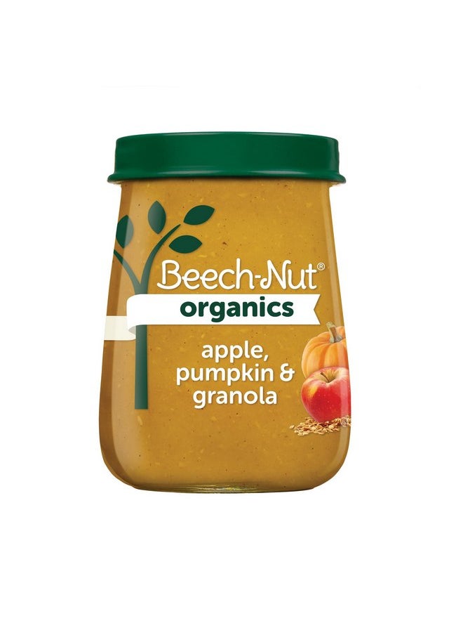 Beech-Nut Organic Baby Food Jars, Organic Apple Pumpkin & Granola Puree, Stage 2 Baby Food for Babies 6 Months and Up, Non-GMO, 4oz Glass Jars, 10ct