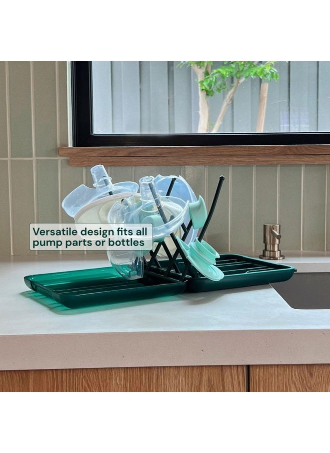 Willow Travel Cleaning Kit & Drying Rack - 5-Pack Cleaning Rack and Brushes for Breast Pump Parts and Bottles - Breastfeeding Essential
