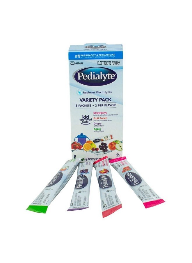 Pedialyte Electrolyte Powder Packs Are a Convenient & Portable Way to Quickly Replenish Lost Fluids & Electrolytes to Help Prevent Dehydration, Just Add Water, 8 Powder Packs, Variety Pack