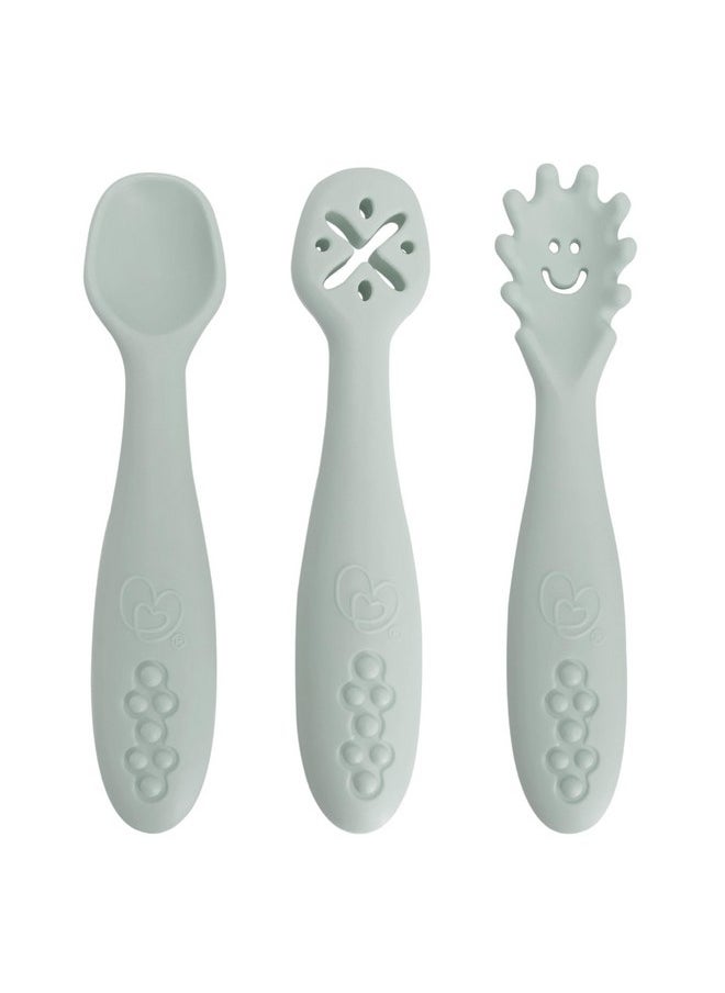 Dreambaby Scoop Mash and Twist Silicone Baby Spoon Set - 3 Stage Toddler Utensils for Baby Led Weaning - Soft Chew Training Spoons, Seafoam