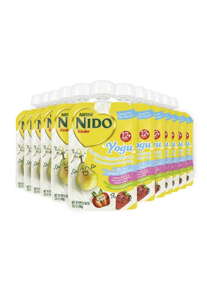 Nestle Nido Baby Food Pouches, Toddler, Yogurt, Strawberry Puree and Milk, 3.5 oz