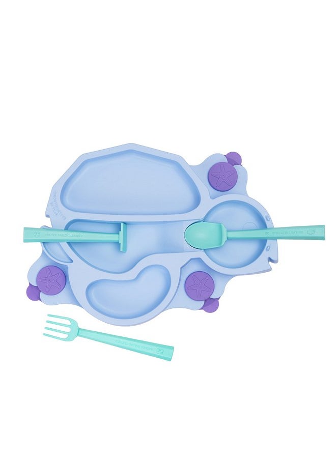 Constructive Eating Plate Made in USA | Constructive Baby | Kids Dinnerware Set, Blue Turtle Plate | Divided Suction Plates for Toddlers - Made with Materials Tested for Safety
