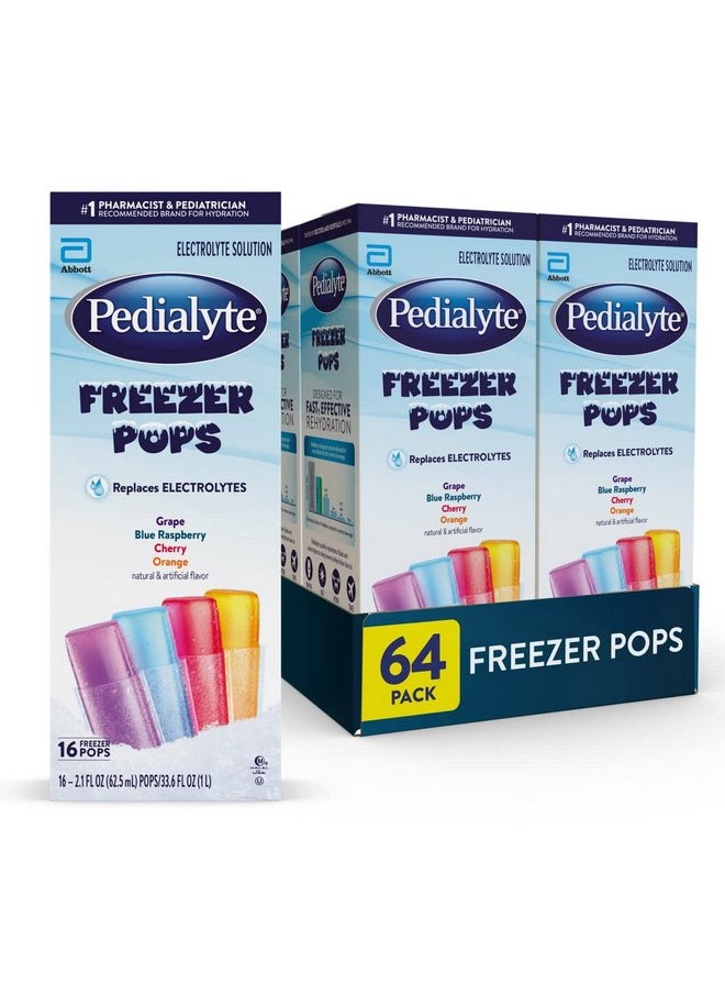 Pedialyte Electrolyte Solution Freezer Pops, Variety Pack, 16 Count (Pack of 4)