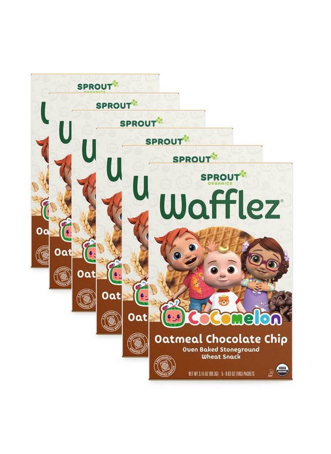 CoComelon Sprout Organic Baby Food Toddler Snacks, Oatmeal Chocolate Chip Wafflez, 50 Single Serve Waffles