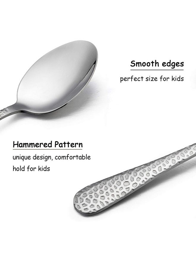 12-Piece Kids Toddler Spoon Set, HaWare Stainless Steel Preschooler Utensils Mini Flatware Set, Hammered Pattern(Adult Look) Cutlery, Dishwasher Safe