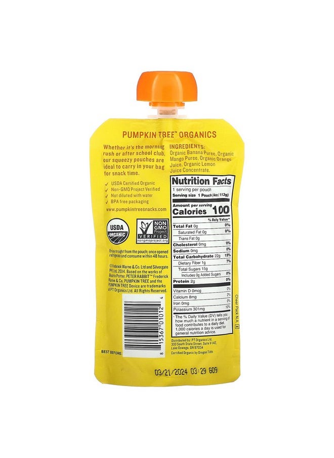 Peter Rabbit Organics Baby Mango, Banana, and Orange, 4 oz
