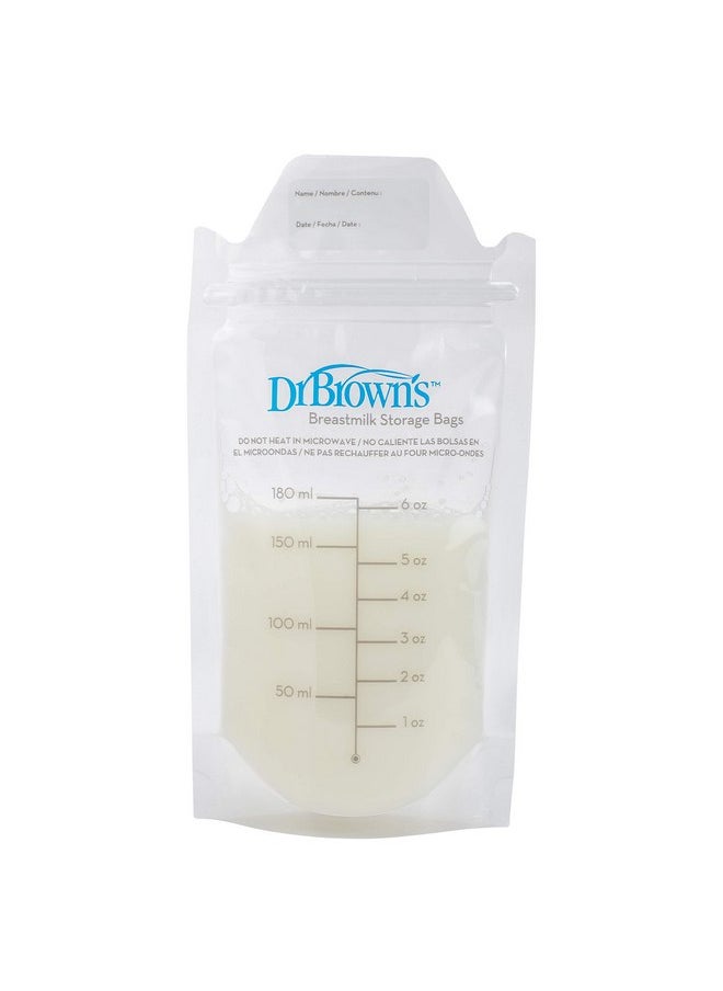 Dr. Brown’s Breast Milk Storage Bags, Disposable and Durable Bags for Freezing & Heating Breast Milk, (50ct) 6 oz Bags, BPA free