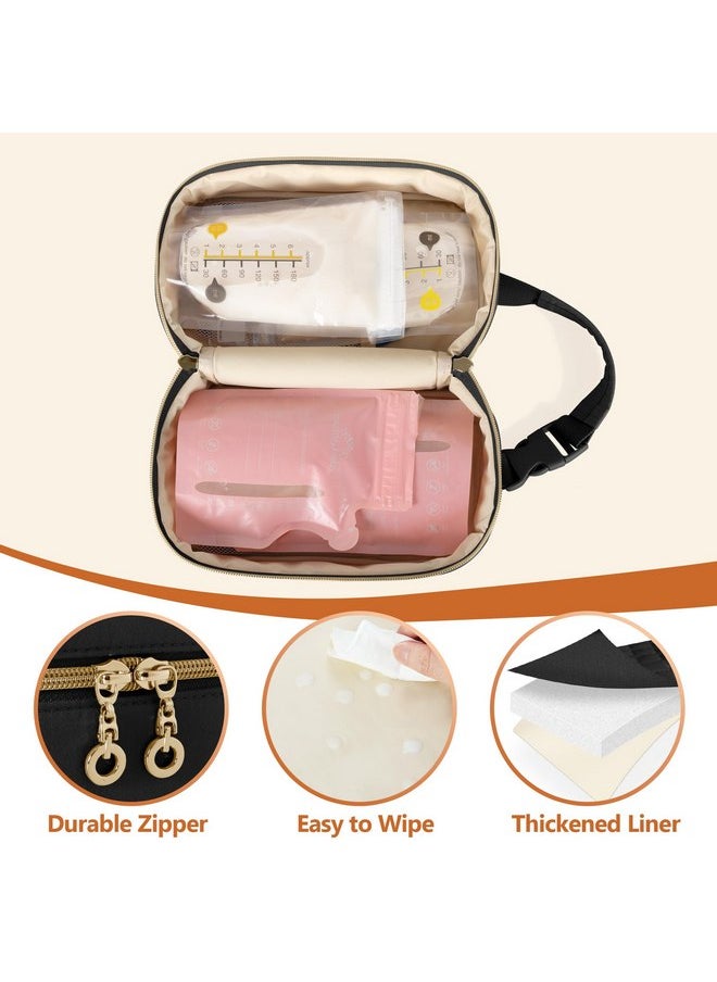 Damero Breastmilk Cooler Bag with 4 Ice Packs -Breastmilk Cooler Travel Bag Organizer with Detachable Buckle Handle for Daycare and Breastfeeding Mom,Black