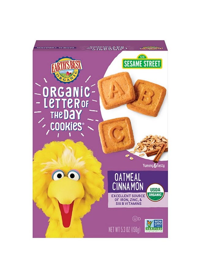 Earth's Best Organic Cookies, Toddler Snacks, Oatmeal Cinnamon, Sesame Street Letter of the Day Cookies, 5.3 Ounce