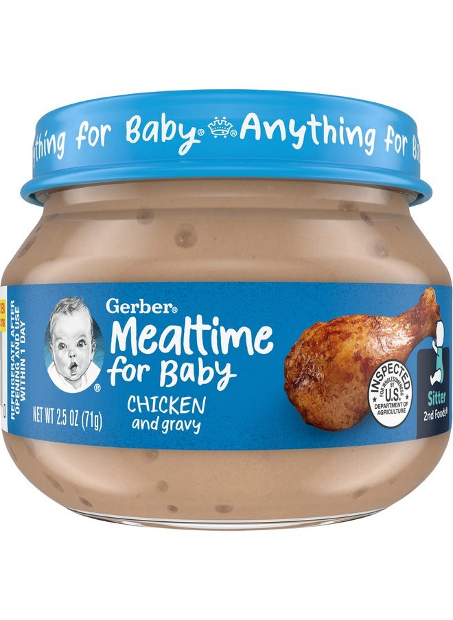 Gerber Mealtime for Baby 2nd Foods Baby Food Jar, Chicken & Gravy, Non-GMO Pureed Baby Food with Essential Nutrients, 2.5-Ounce Glass Jar (Pack of 20 Jars)