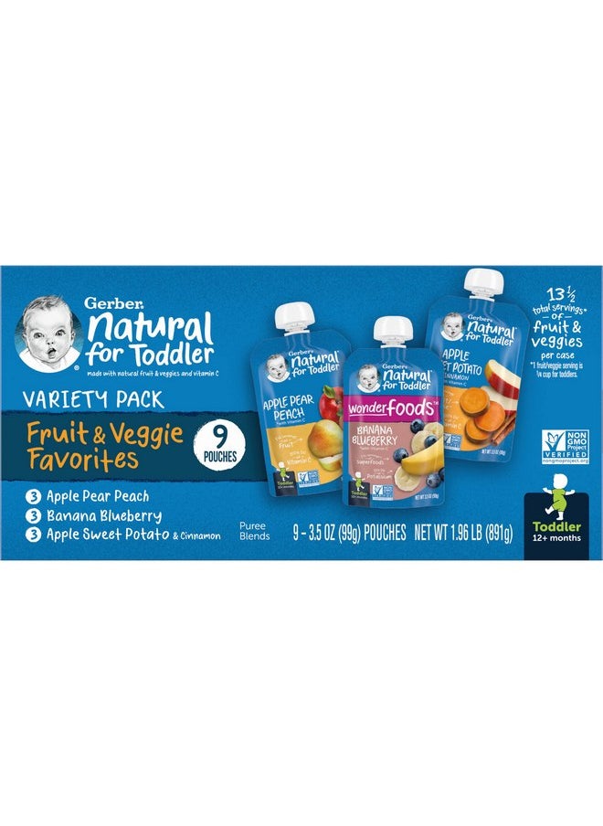 Gerber Toddler Fruit and Veggie Value Pack Baby Food Pouches - 9ct/3.5oz Each