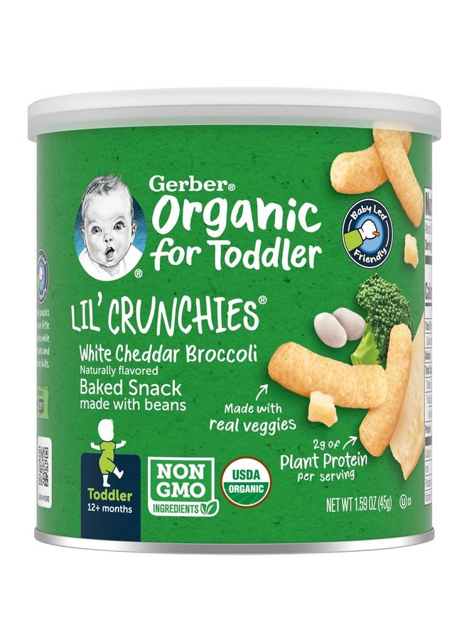 Gerber Snacks for Baby Organic Lil Crunchies, White Cheddar & Broccoli, 1.59 Ounce (Pack of 6)