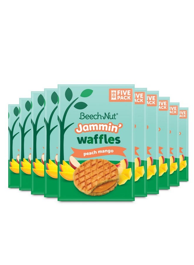 Beech-Nut Toddler Snacks Jammin' Waffles with Fruit Filling for Babies & Toddlers, Peach Mango, 10 Boxes (50 Individually Wrapped Packs)