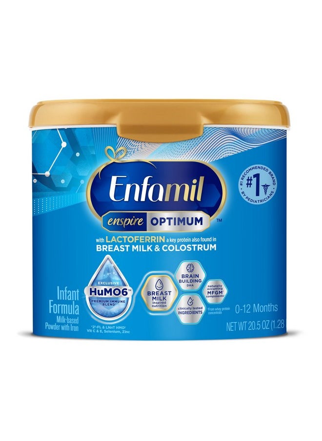 Enfamil Enspire Optimum Baby Formula, with Immune-Supporting Lactoferrin, Our Closest Formula to Breast Milk, Brain Building DHA, Dual Prebiotics, Infant Formula Powder, Baby Milk, 20.5 Oz