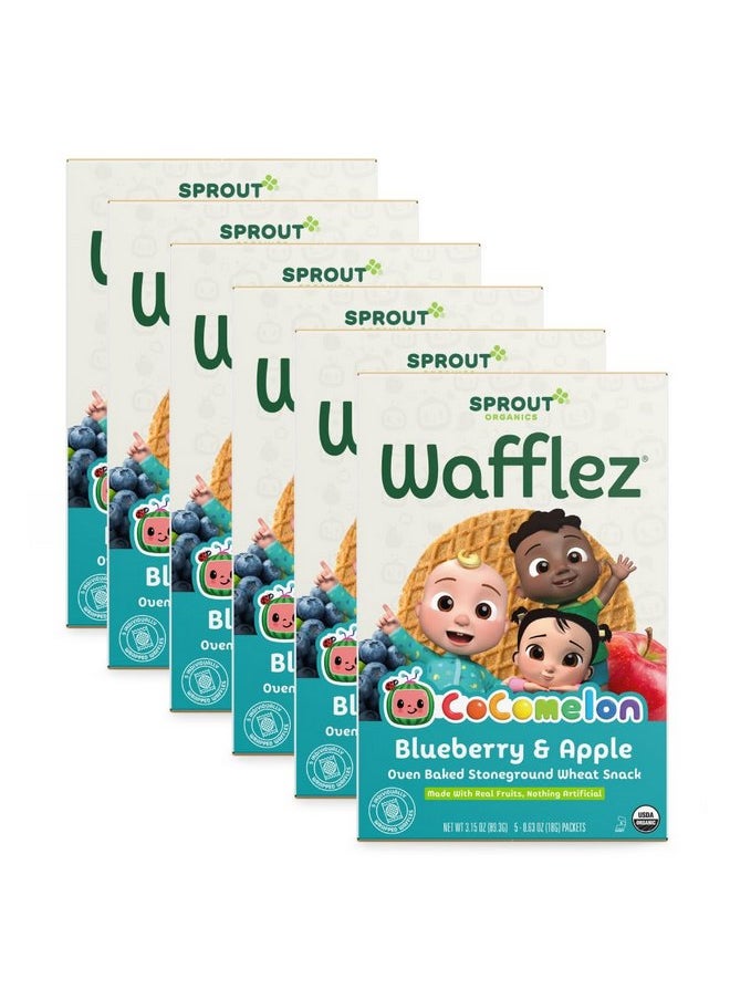 Sprout Organics, Toddler Snacks, CoComelon Blueberry Apple Wafflez, Single Serve Waffles, 50-Count