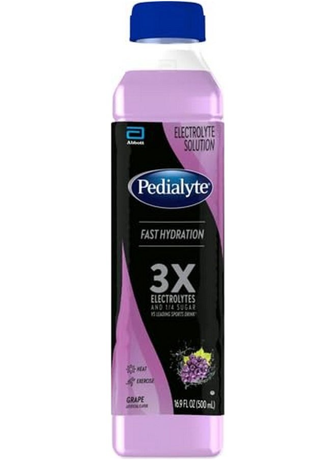 Pedialyte Electrolyte Solution, Grape, Hydration Drink, 1 bottle, half liter each