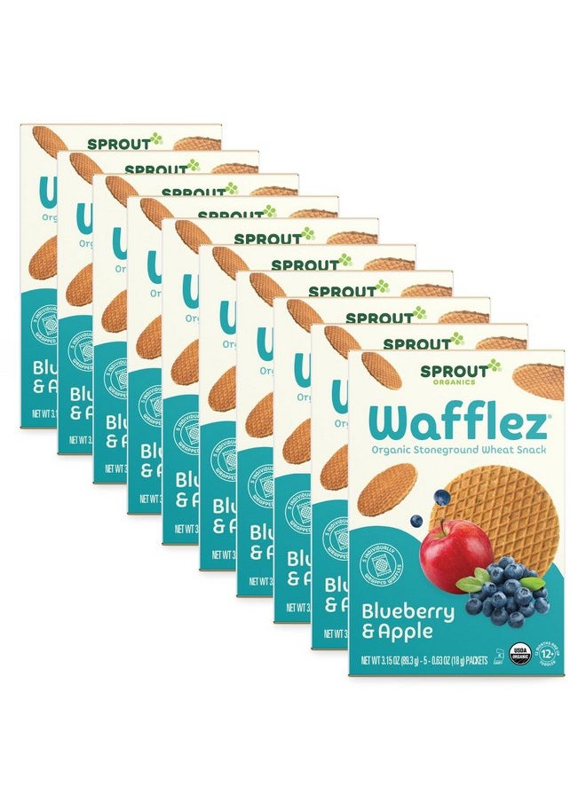 Sprout Organic Baby Food, Stage 4 Toddler Snacks, Blueberry Apple Wafflez, Single Serve Waffles 5 Count(Pack of 10)