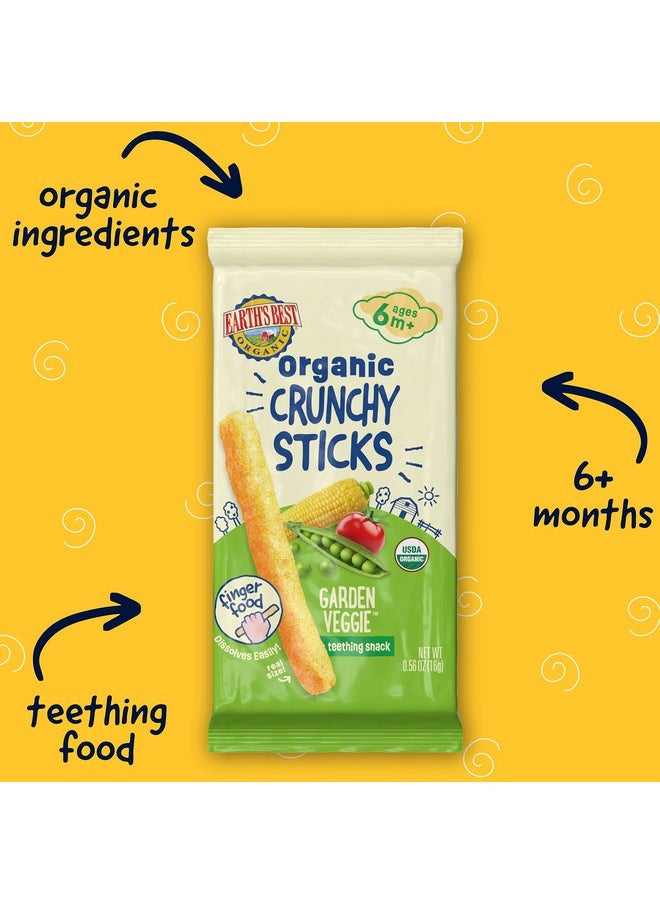 Earth's Best Organic Baby Food, Dissolvable Teething Snack for Babies 6 Months and Older, Garden Veggie Crunchy Sticks, .56 oz Pack (Pack of 5)