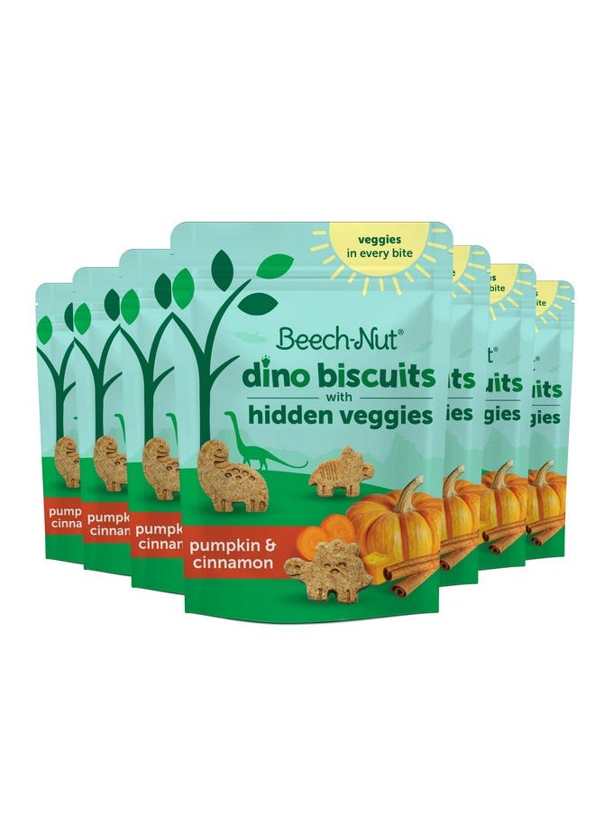 Beech-Nut Toddler Snacks, Dino Biscuits with Hidden Veggies, Pumpkin Cinnamon, Non-GMO Baked Snack for Kids, 5 oz Bag (7 Pack)