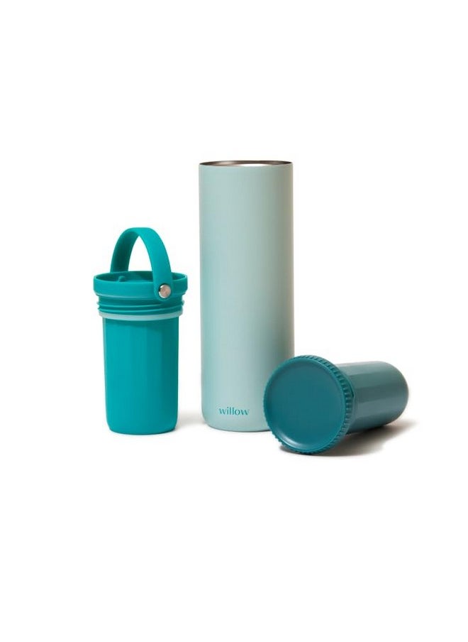 Willow - Portable Breastmilk Cooler - Keeps Breast Milk Cold for 24 Hours - Stainless Steel - Insulated - Reuseable - Breastfeeding Essentials - Storage Container w/Gel Ice Pack - Teal- 16oz