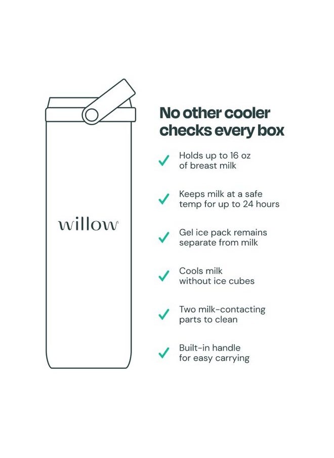 Willow - Portable Breastmilk Cooler - Keeps Breast Milk Cold for 24 Hours - Stainless Steel - Insulated - Reuseable - Breastfeeding Essentials - Storage Container w/Gel Ice Pack - Teal- 16oz