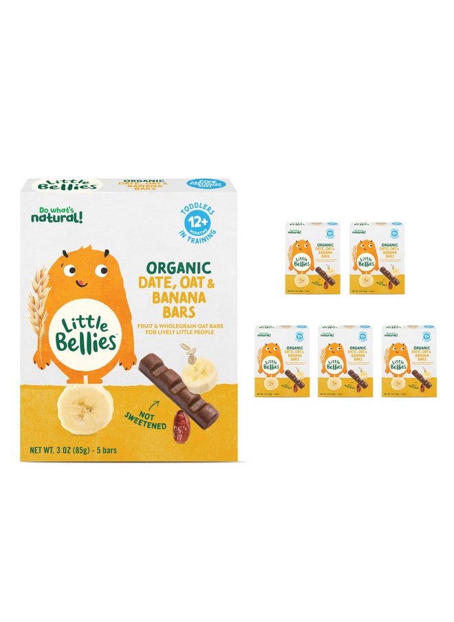 Little Bellies Organic Date, Oat & Banana Bars for Toddlers 12+ Months, 3 oz (5 Bars) - Pack of 6