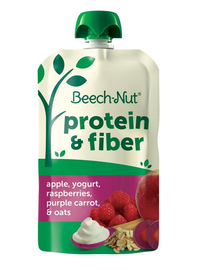 Beech-Nut Baby & Toddler Food Pouches with Protein and Fiber, Apple Yogurt Raspberry Purple Carrot & Oat Puree, 3.5 oz (12 Pack)