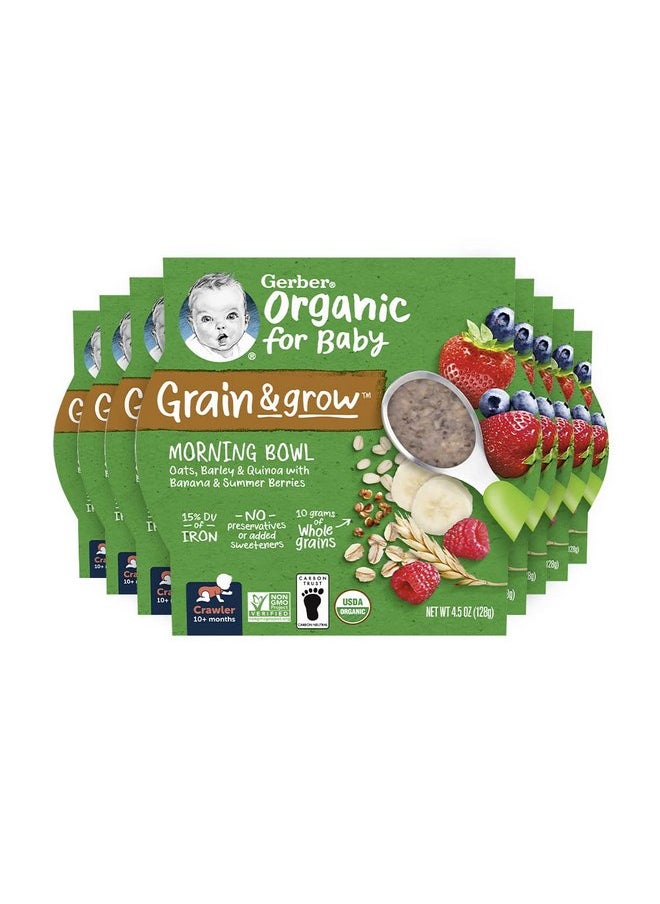 Gerber Organic Grain & Grow Morning Bowl, Oats, Barley & Red Quinoa With Banana & Summer Berries, 4.5 Ounce (Pack of 8)